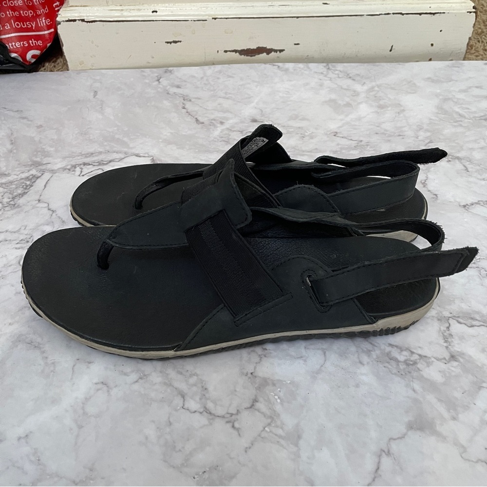 Sorel Size 10 Out N About Black Leather Slingback Thong Sandals NL 3259-010 shoe - Picture 13 of 13